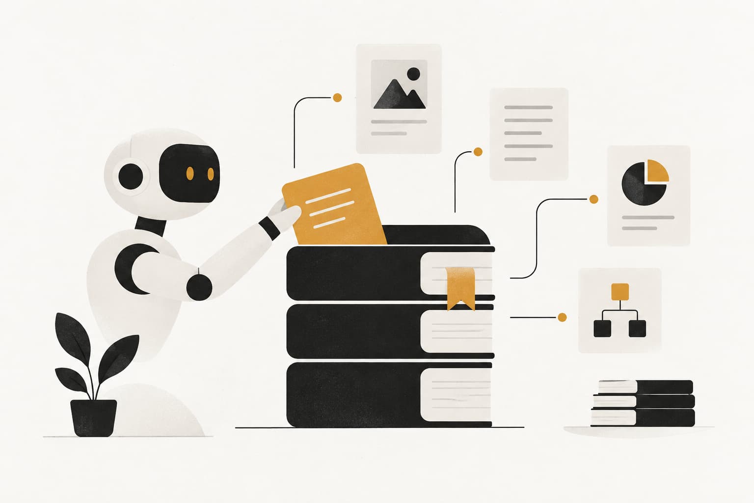 Editorial illustration: AI Agent Knowledge Base: How to Build and Maintain One