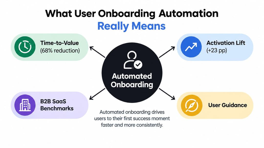 A diagram illustrating the benefits of automated user onboarding for B2B SaaS companies and user experience.