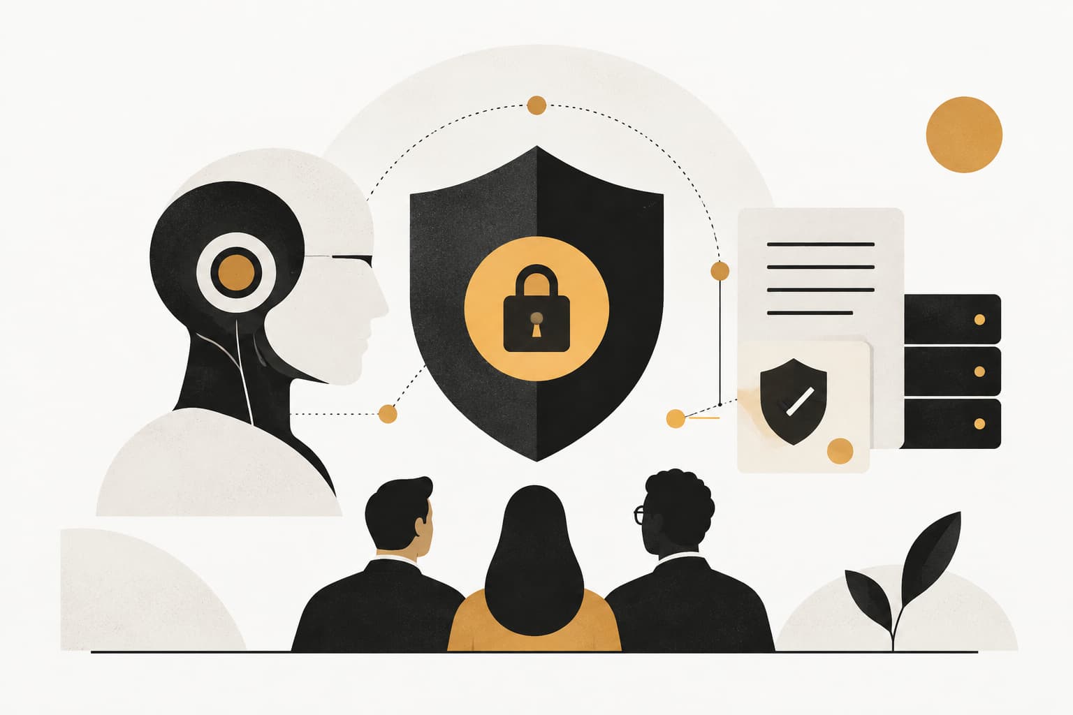 Editorial illustration: AI Support Security and Compliance: What B2B Teams Need to Know Before Deploying