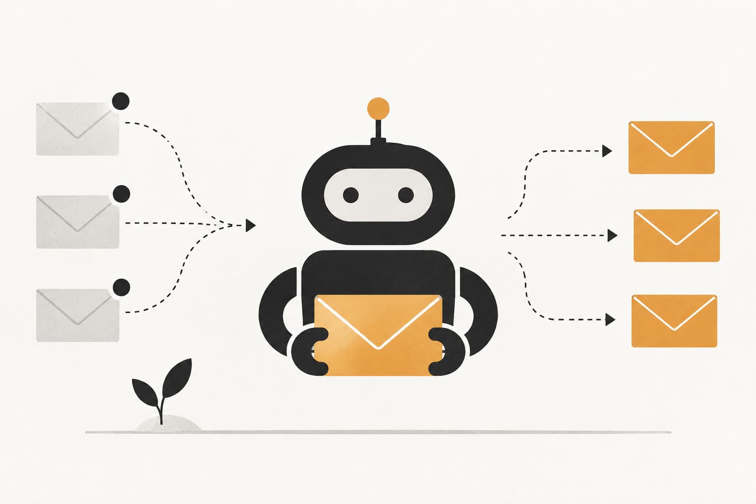 Editorial illustration: Automated Email Replies: A Guide for Support Teams