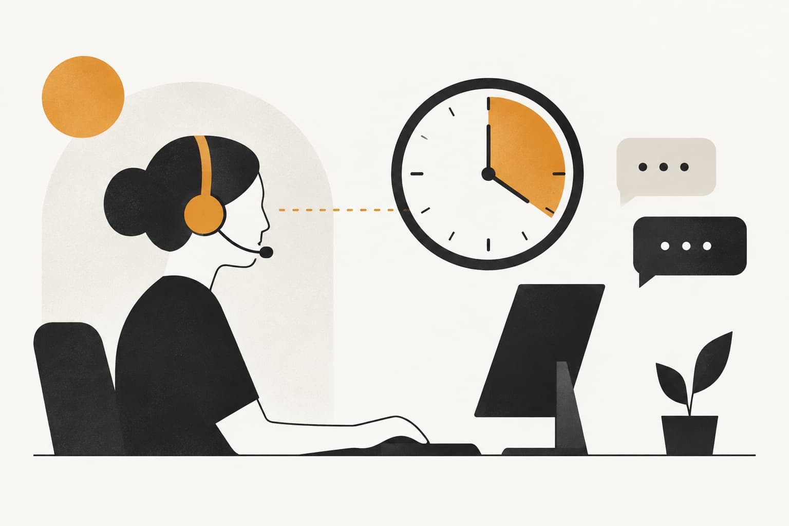 Editorial illustration: Average Handle Time: A Guide to Smarter Support Metrics