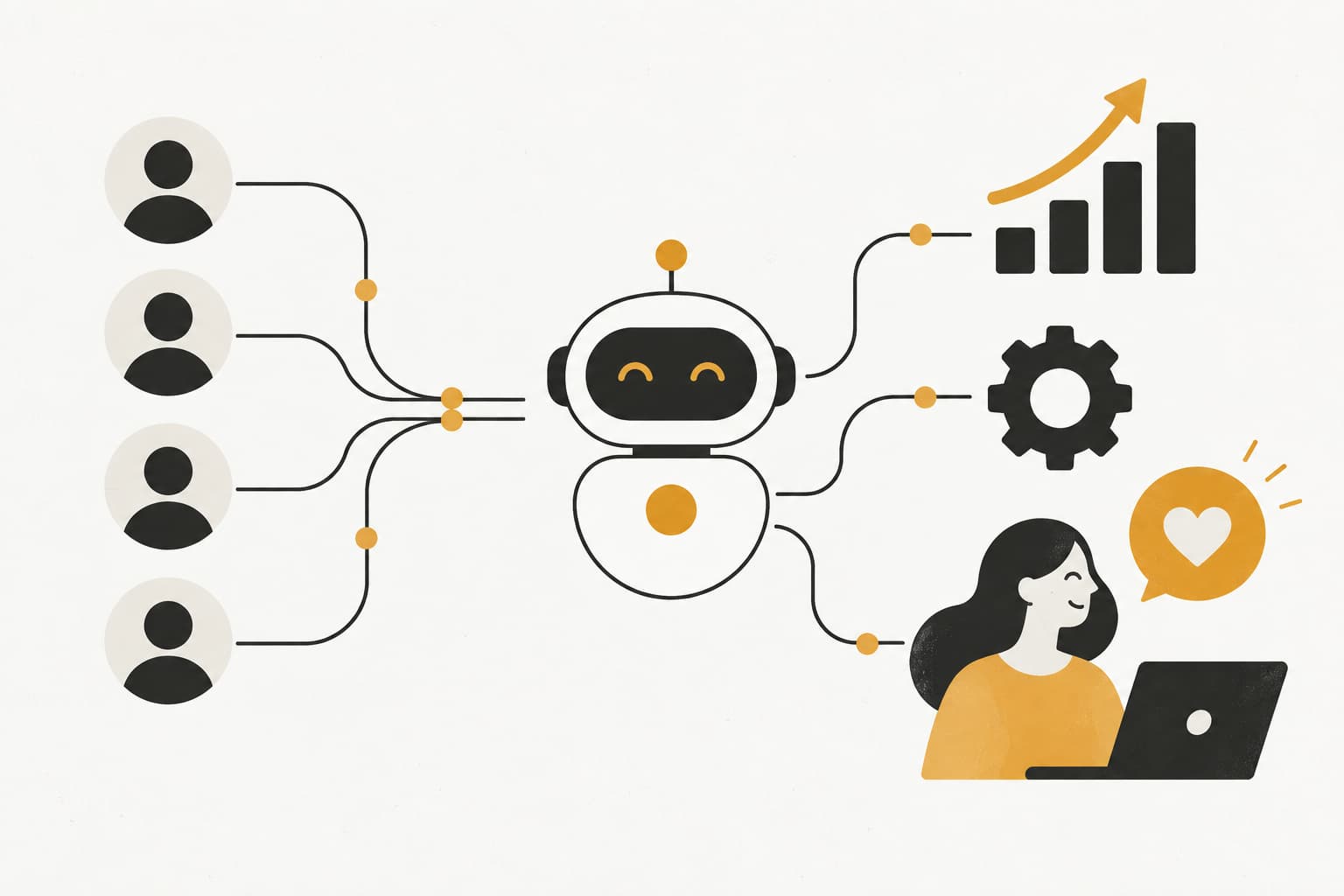 Editorial illustration: 10 Chatbot Use Cases for 2026: Scale Operations & Delight