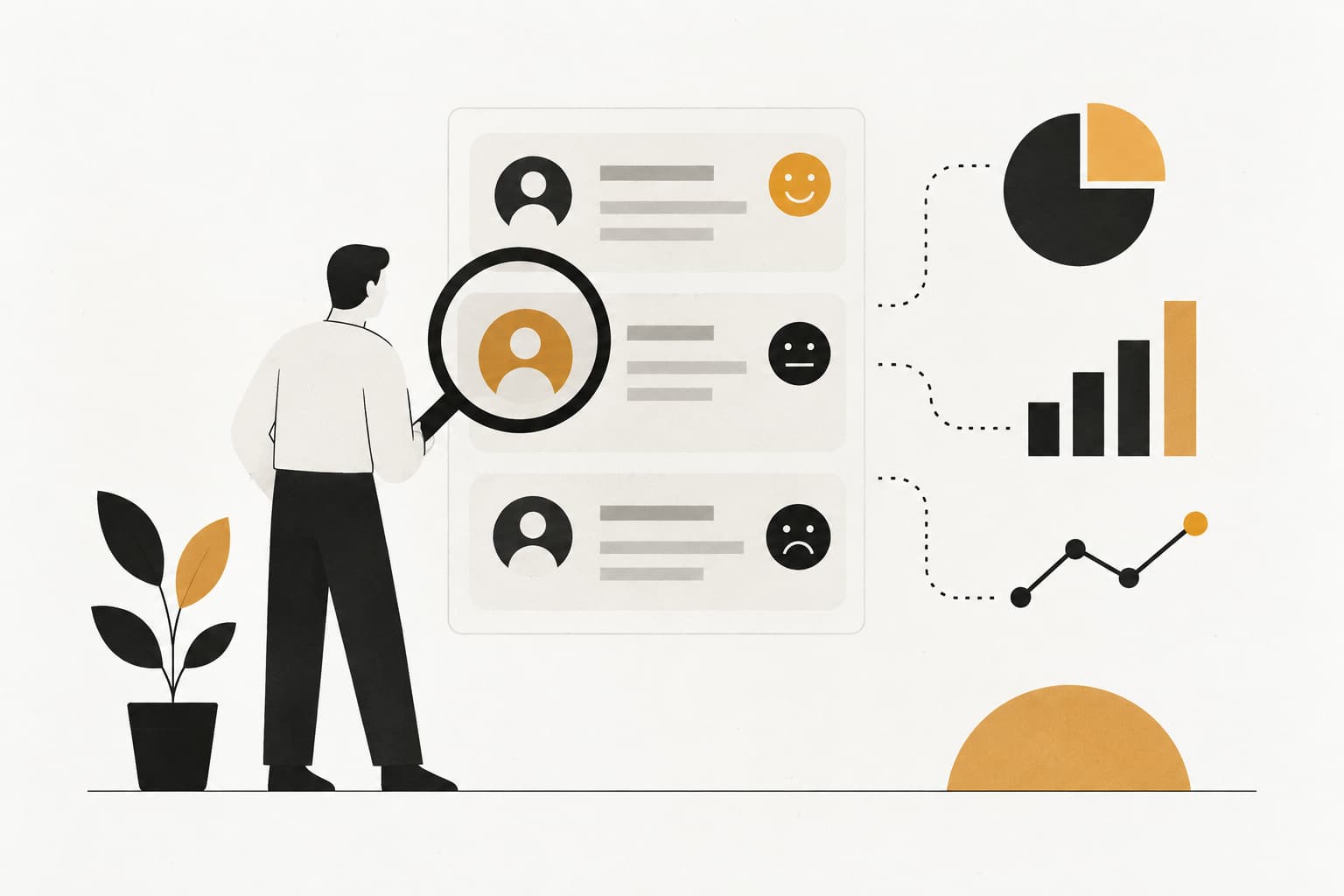 Editorial illustration: Customer Feedback Analysis: A Guide to Driving Revenue