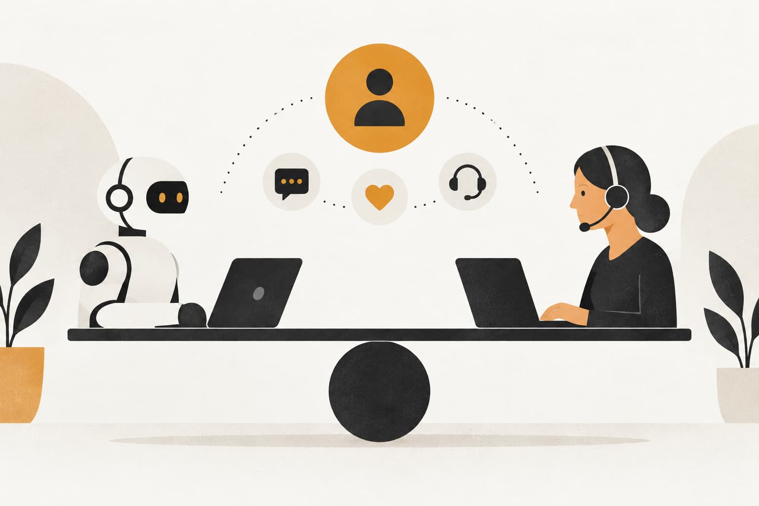 Editorial illustration: 7 Proven Strategies to Balance AI and Human Agents in Customer Support
