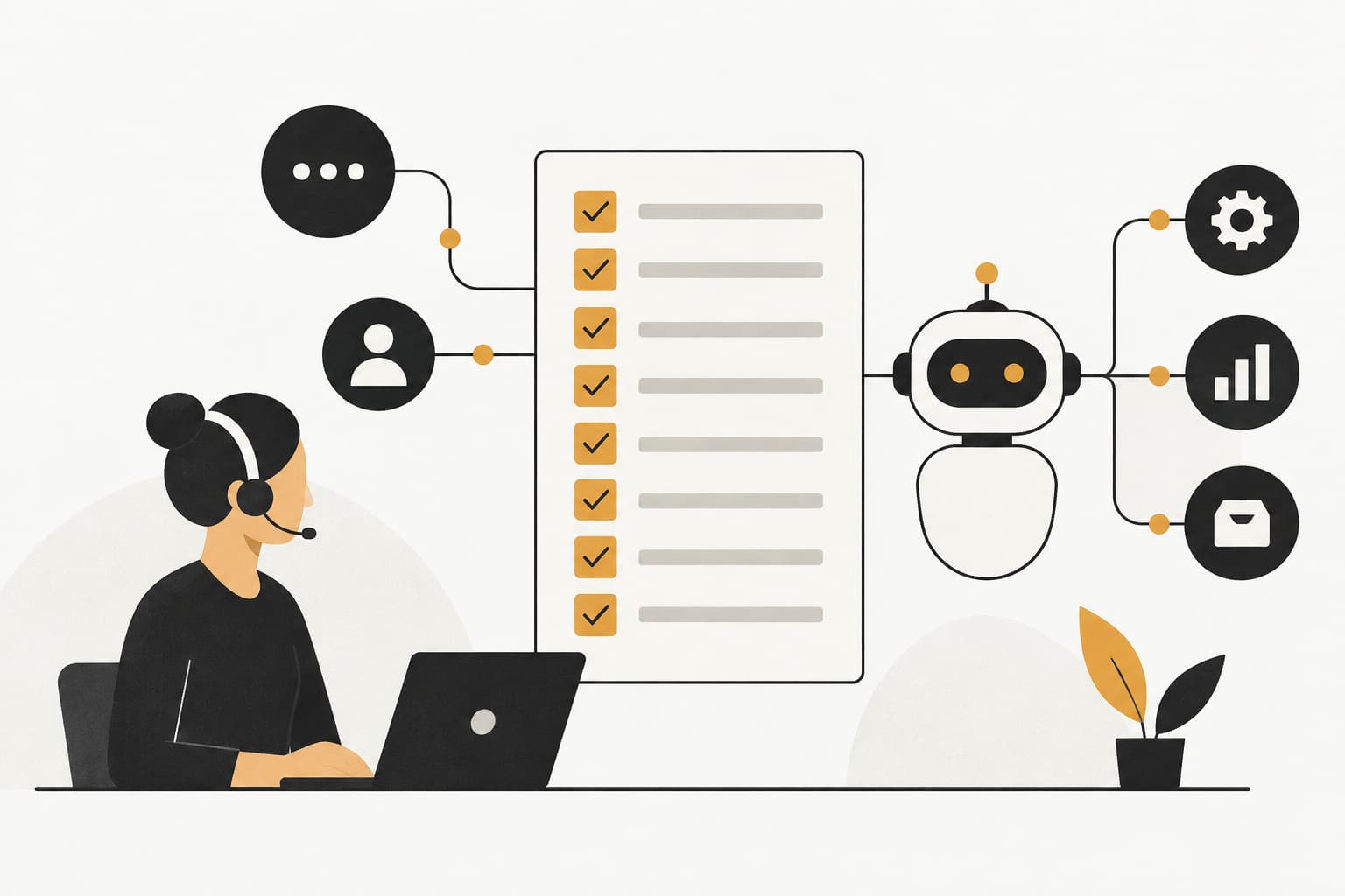 Editorial illustration: The Complete Customer Support Automation Checklist: 8 Essential Steps for B2B Teams