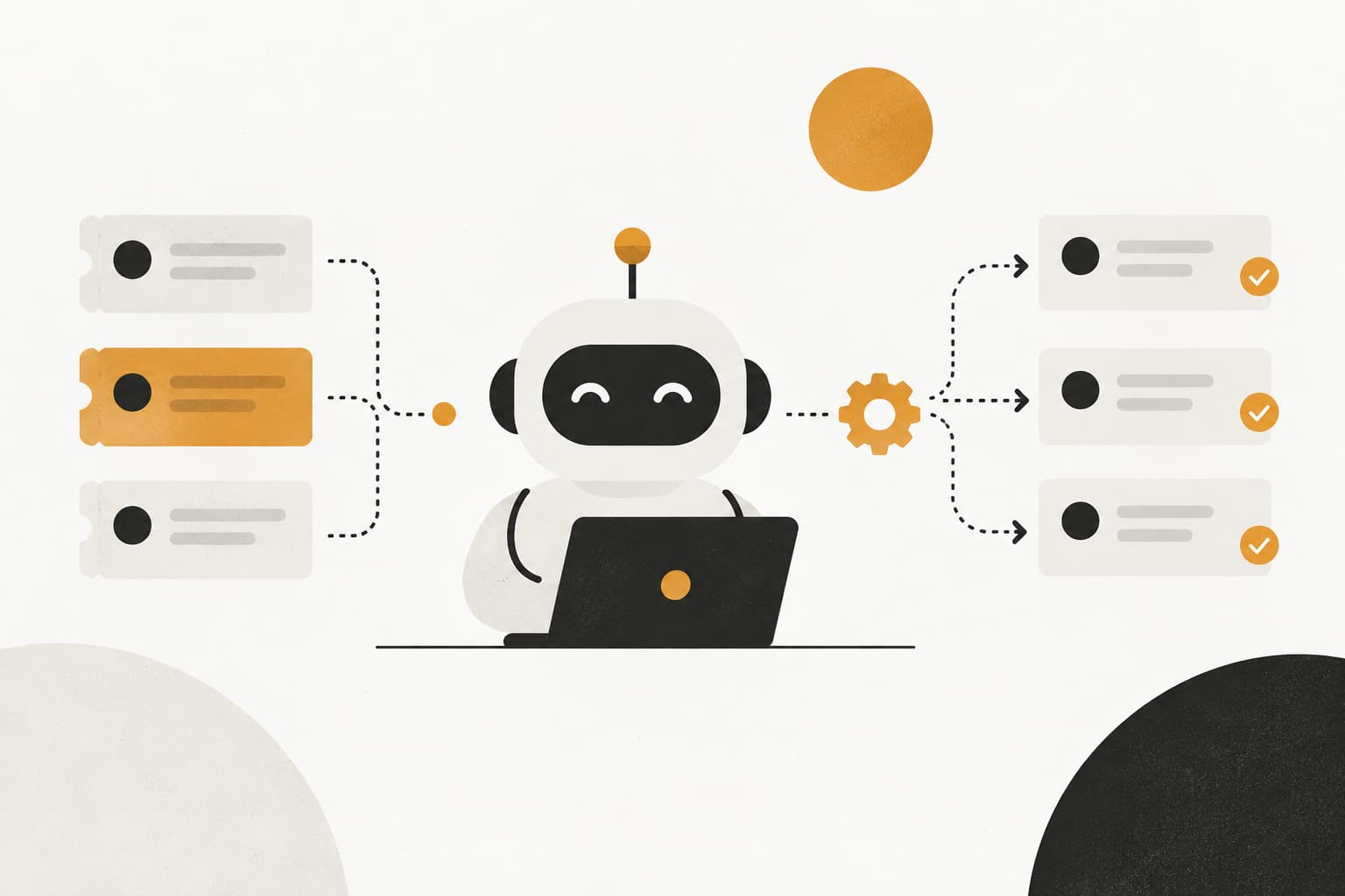 Editorial illustration: How to Automate Support Ticket Responses: A 6-Step Implementation Guide