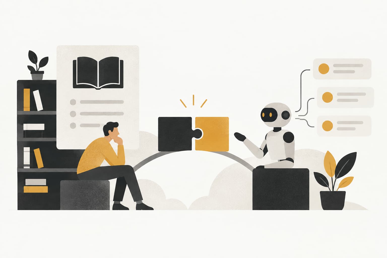 Editorial illustration: Knowledge Base vs AI Agent: 7 Strategies to Choose and Combine the Right Support Tools