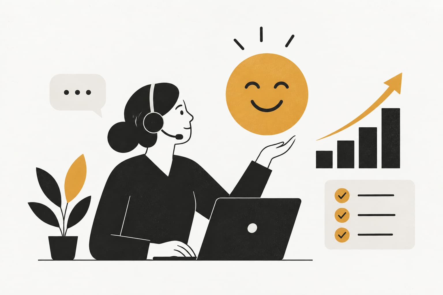Editorial illustration: Support CSAT Improvement Strategies: A Step-by-Step Guide for B2B Teams