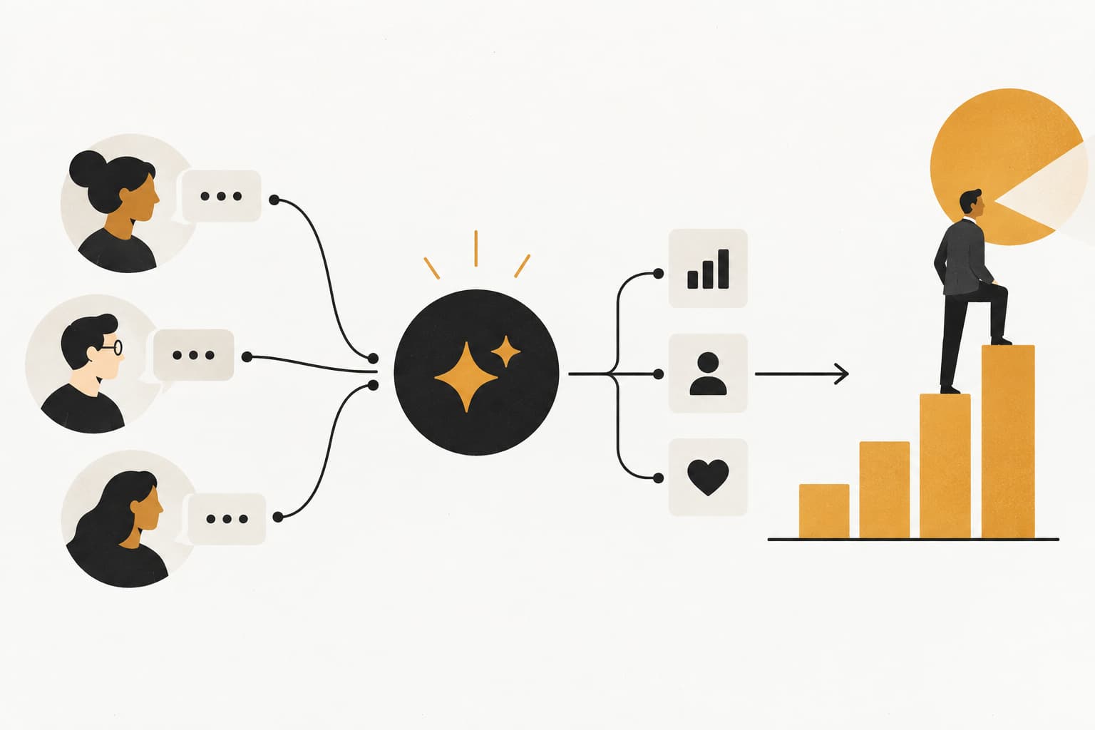 Editorial illustration: Support Intelligence for Revenue Teams: The Complete Guide to Turning Customer Conversations Into Growth